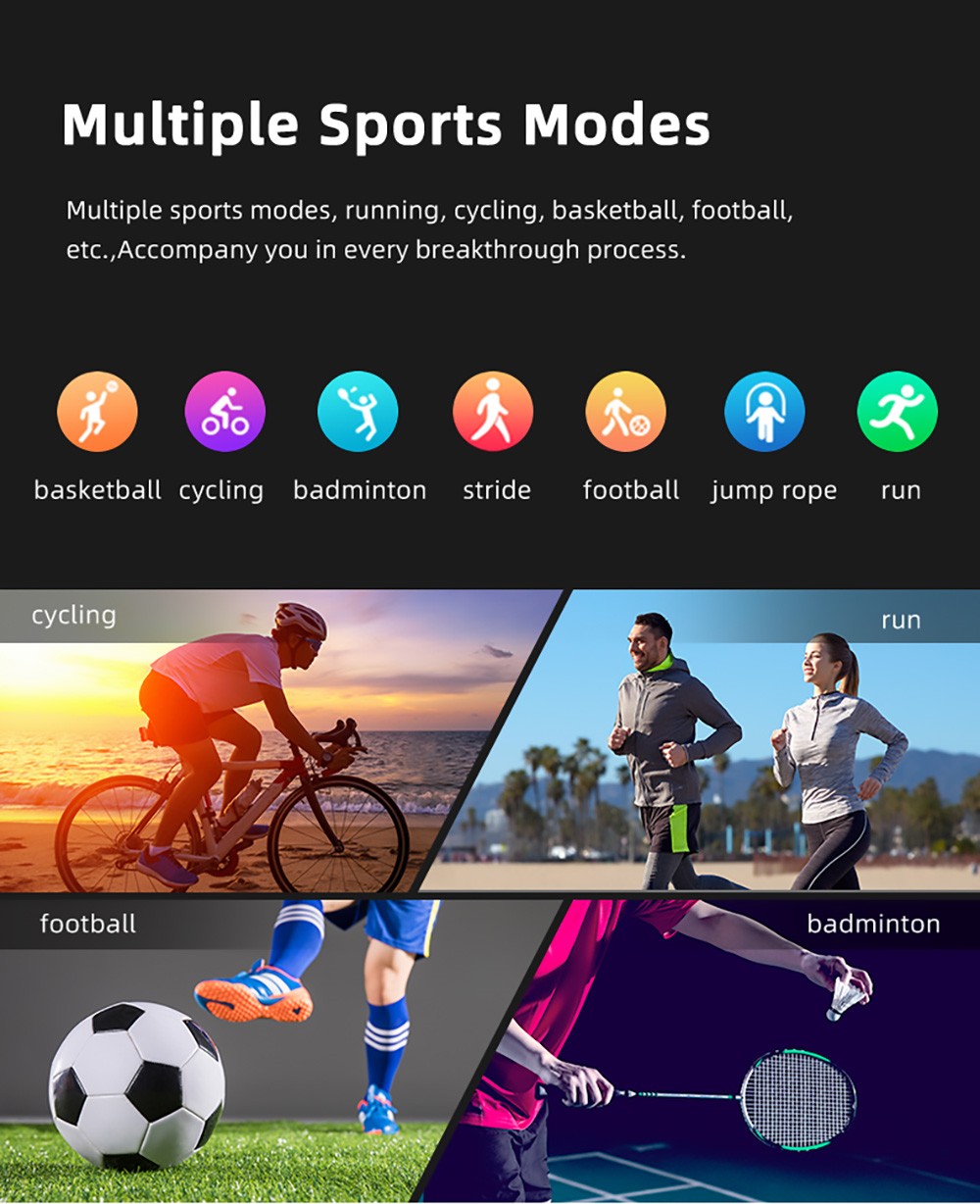 SENBONO G12Pro Smartwatch Body Temperature Version 1.69'' Full Touch Screen BT5.1 Heart Rate, Blood Oxygen - Black