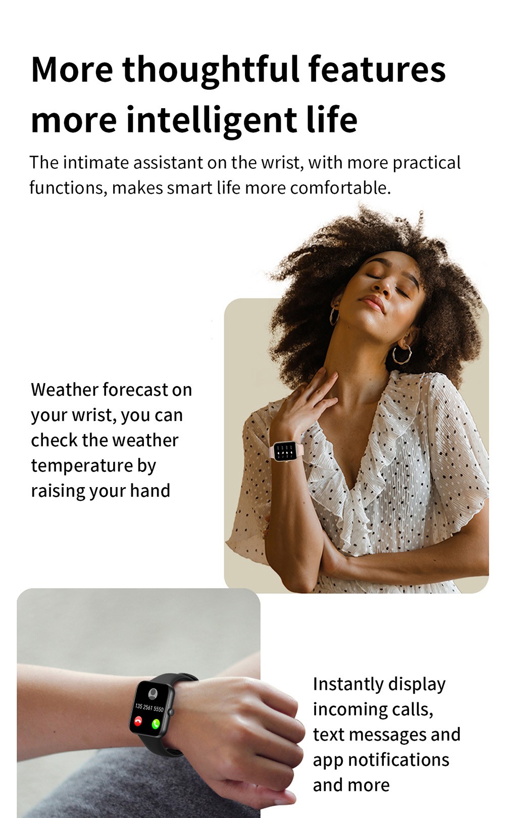 SENBONO L32 Smartwatch 1.83'' Large Screen Bluetooth 5.0 Sports Watch Heart Rate, Blood Pressure, Blood Oxygen Monitor - Black