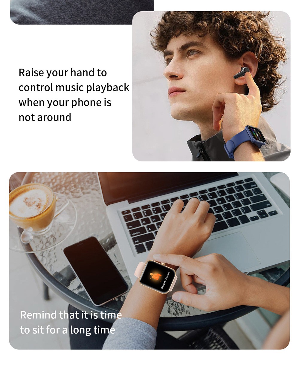 SENBONO L32 Smartwatch 1.83'' Large Screen Bluetooth 5.0 Sports Watch Heart Rate, Blood Pressure, Blood Oxygen Monitor - Black