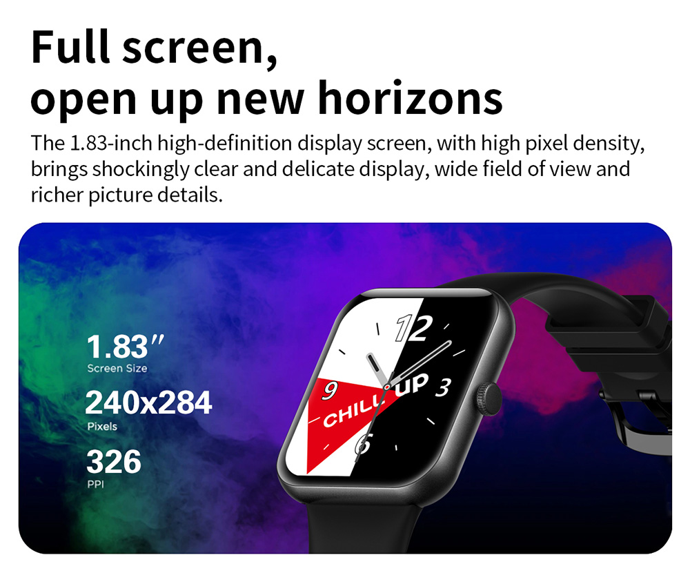 SENBONO L32 Smartwatch 1.83'' Large Screen Bluetooth 5.0 Sports Watch Heart Rate, Blood Pressure, Blood Oxygen Monitor - Blue