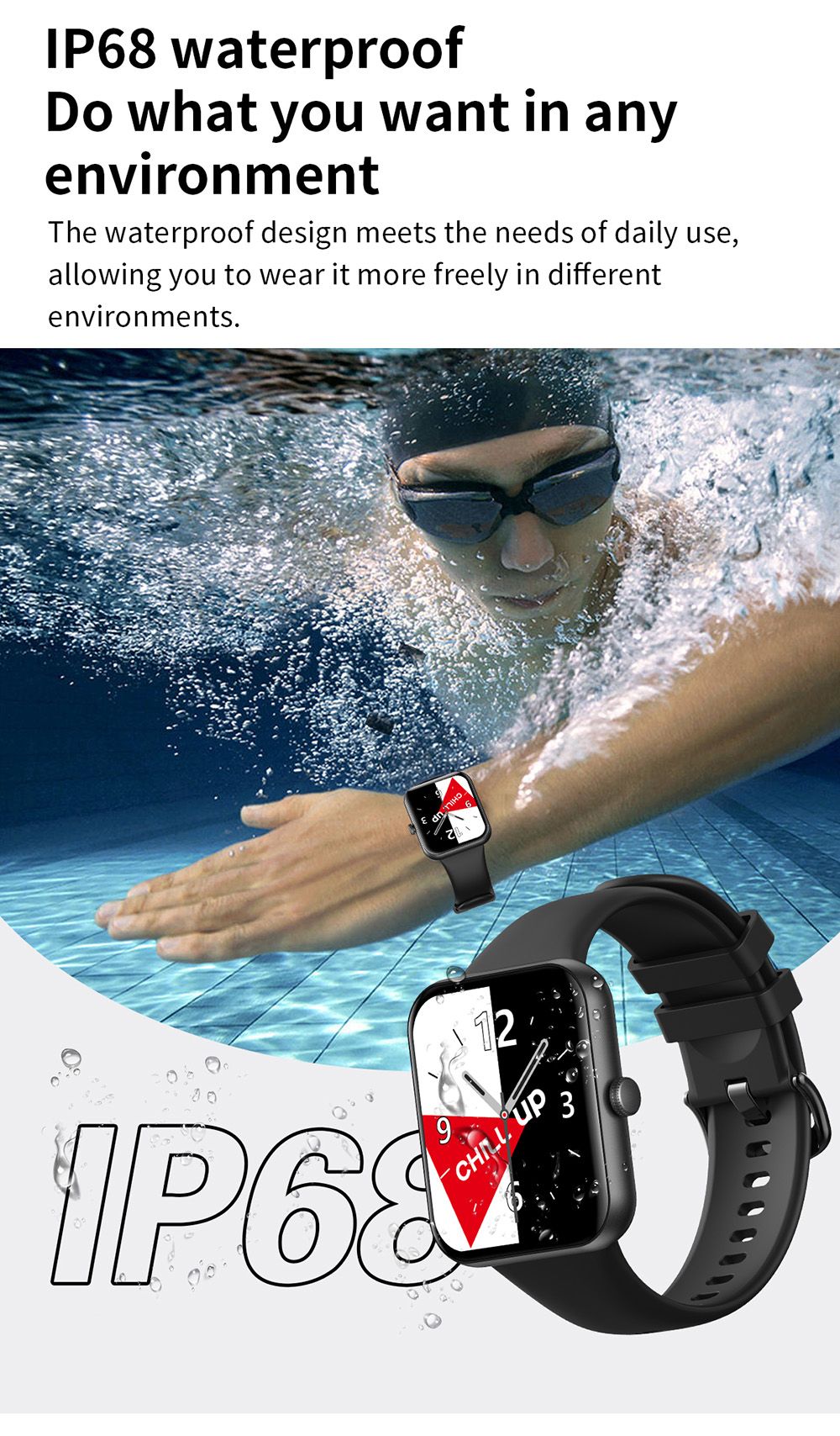 SENBONO L32 Smartwatch 1.83'' Large Screen Bluetooth 5.0 Sports Watch Heart Rate, Blood Pressure, Blood Oxygen Monitor - Golden