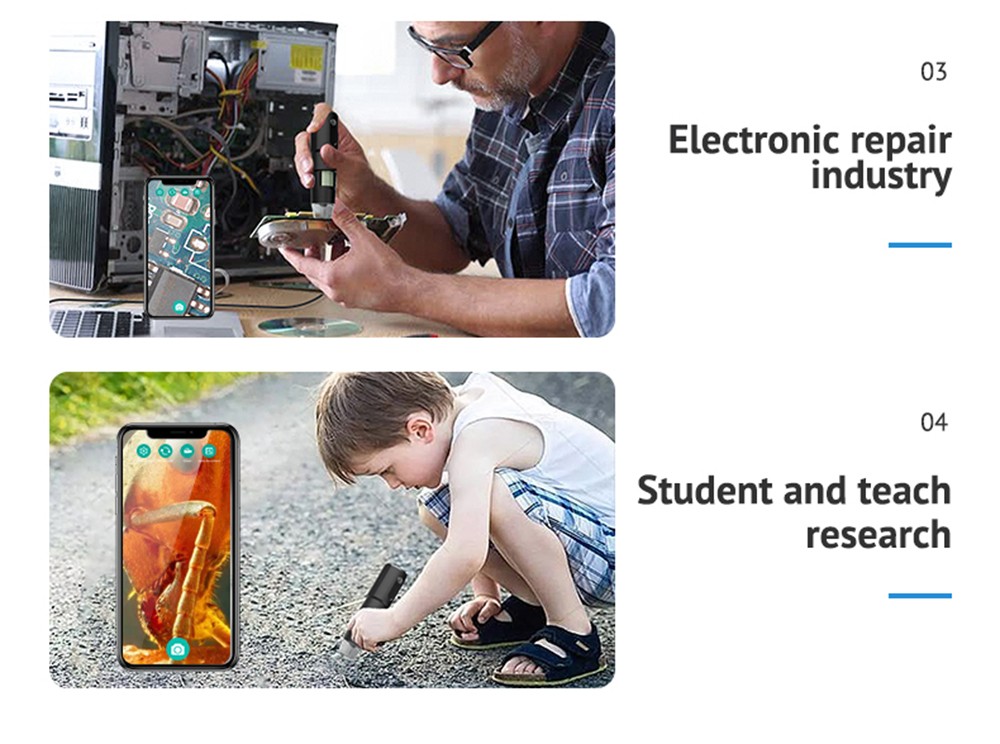 SUNUO 314 Smart WiFi Microscope, 0.3MP Pixel, 360 Degree Rotation Base, 1000X Zoom, 8 LED Lights