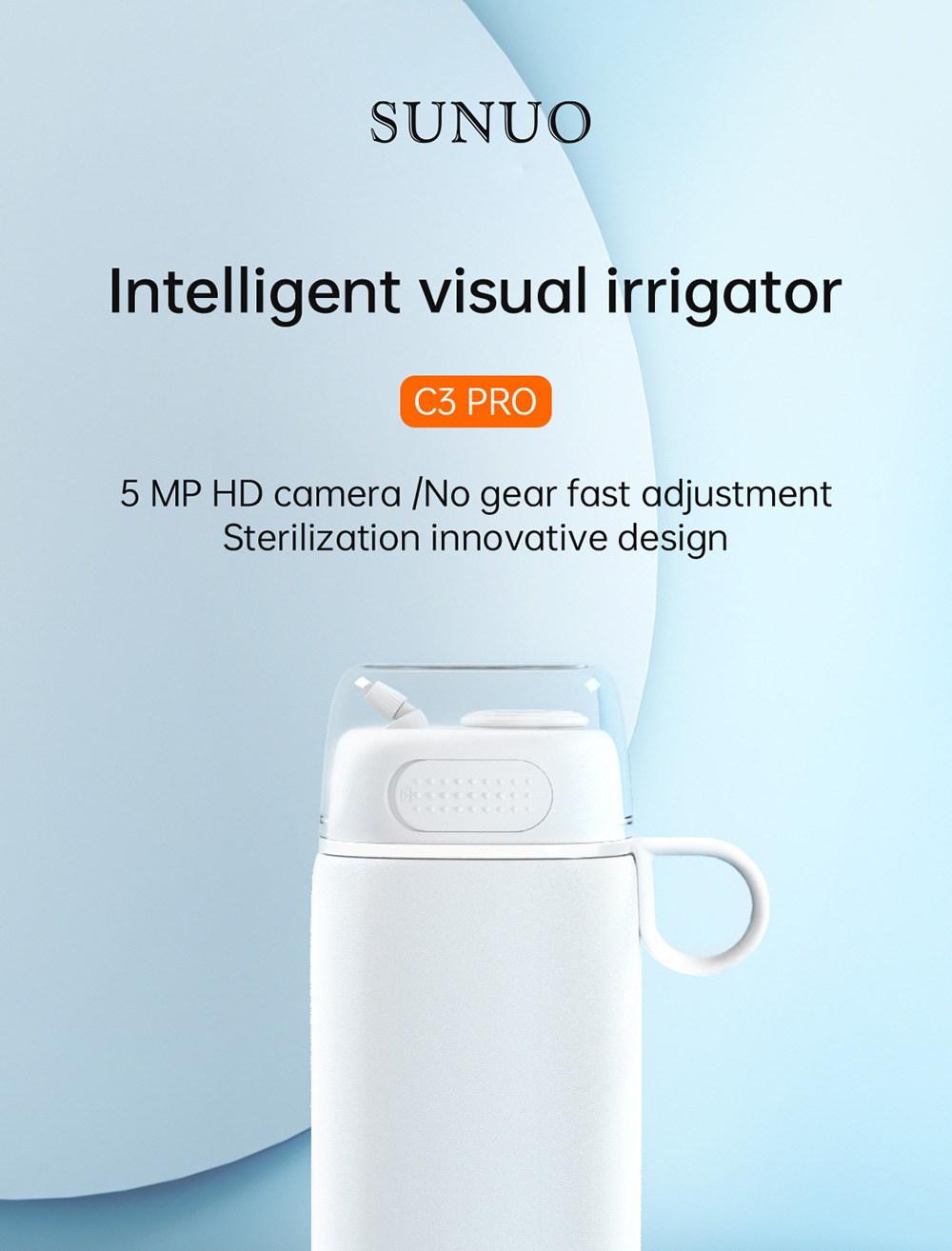 SUNUO C3 PRO Smart Visual Oral Irrigator Dental Washer with UV Sterilization, 5MP HD Camera, WiFi Connection, IPX7 Waterproof - Green