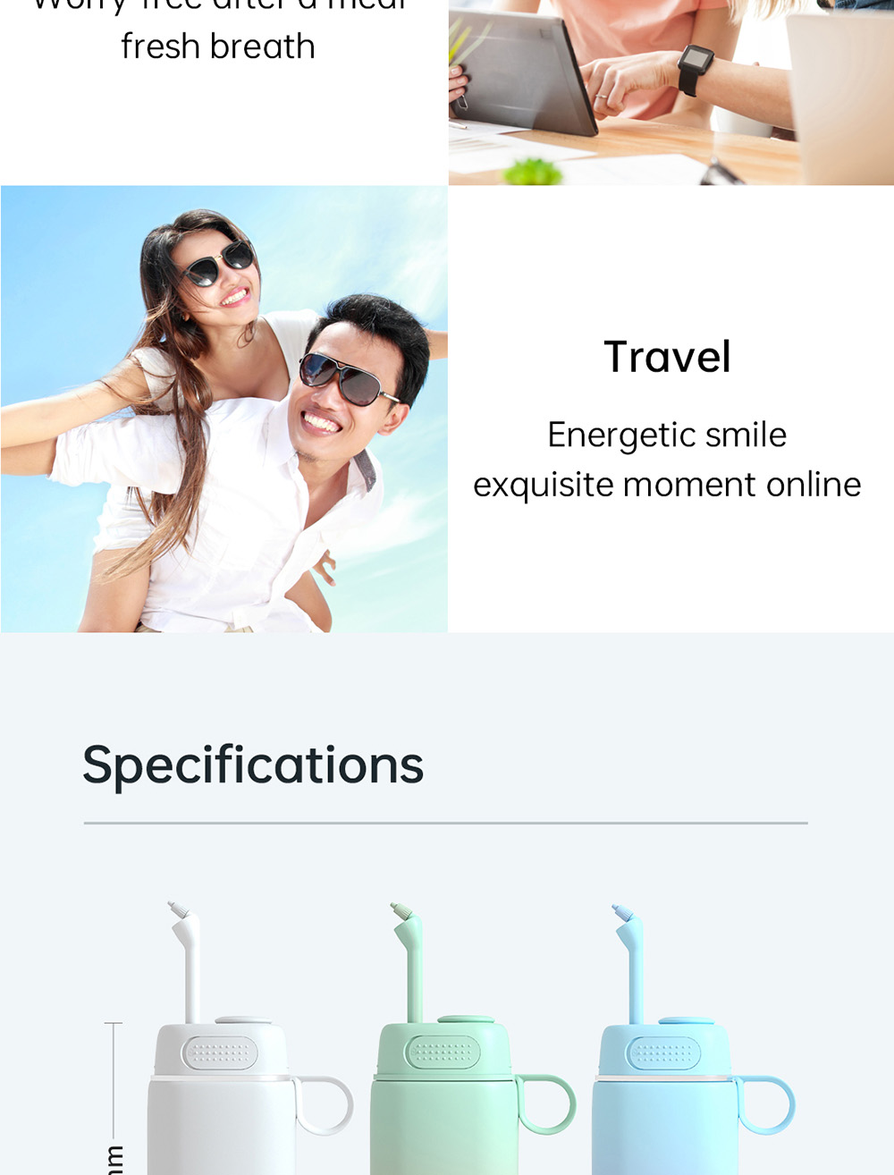 SUNUO C3 PRO Smart Visual Oral Irrigator Dental Washer with UV Sterilization, 5MP HD Camera, WiFi Connection, IPX7 Waterproof - Green