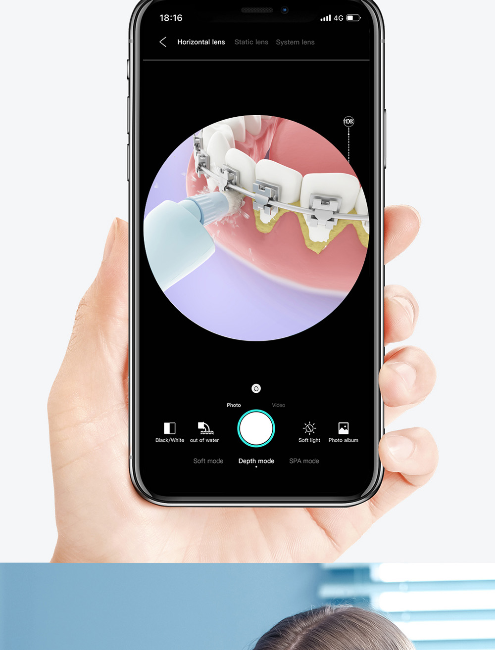 SUNUO C3 PRO Smart Visual Oral Irrigator Dental Washer with UV Sterilization, 5MP HD Camera, WiFi Connection, IPX7 Waterproof - Green