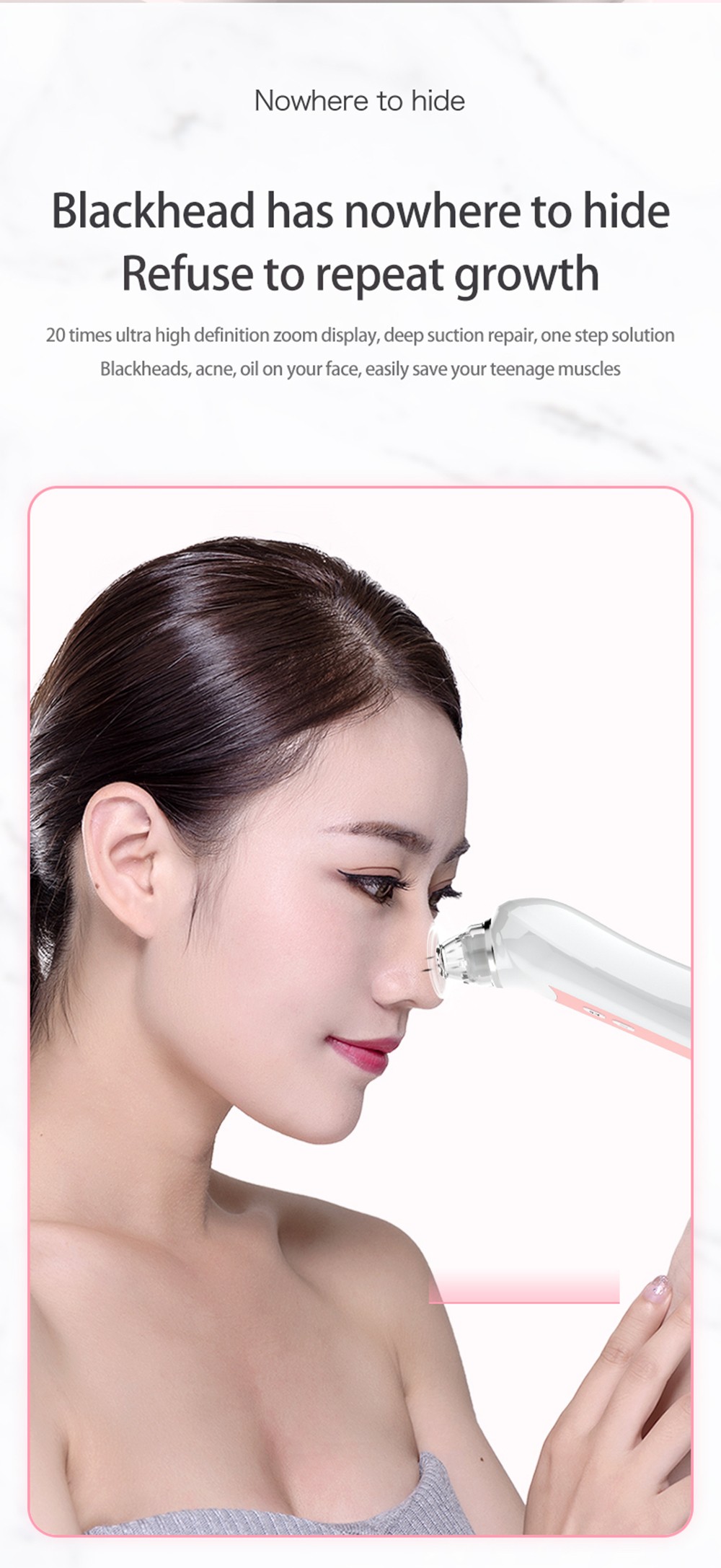 SUNUO H200 Smart Visual Blackhead Remover, 5 million Pixels HD Camera, 20X Magnification 1800mAh Battery, WiFi Connection