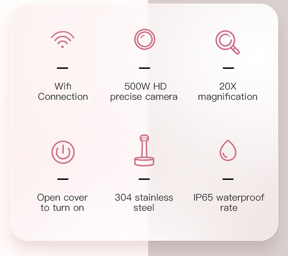 SUNUO M3 Smart Visible Acne Removal Cleaner, 500W HD Camera, 20X Magnification, WiFi Connection, IP65 Waterproof - Pink