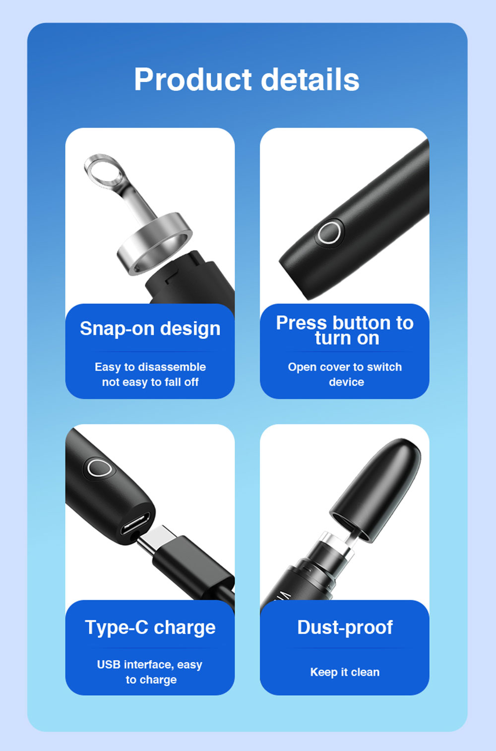 SUNUO M5 Smart Visual Acne Cleaner Squeezing Tool, 5MP HD Camera, 20X Magnification, 240mAh Battery, WiFi Connection