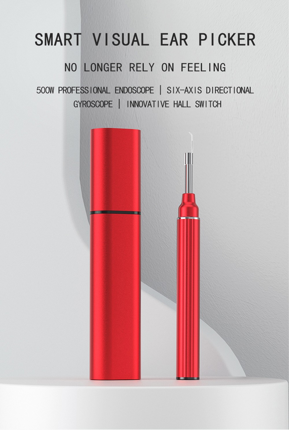 SUNUO P40 Pro Smart Visual Ear Cleaner, 5 Million HD Camera, 6-Axis Gyroscope, Hall-Style Switch, Waterproof, WiFi Connection - Black