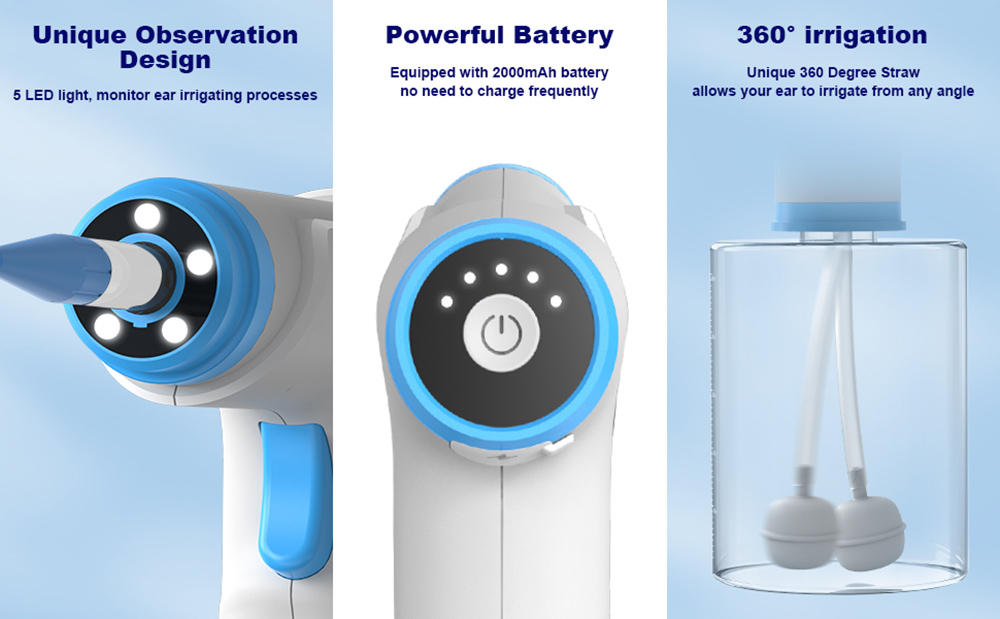 SUNUO W30 Smart Invisible Washing Ear Machine, 500ml Water Bottle, 4 Modes, 2000mAh Battery, 360-degree Irrigating