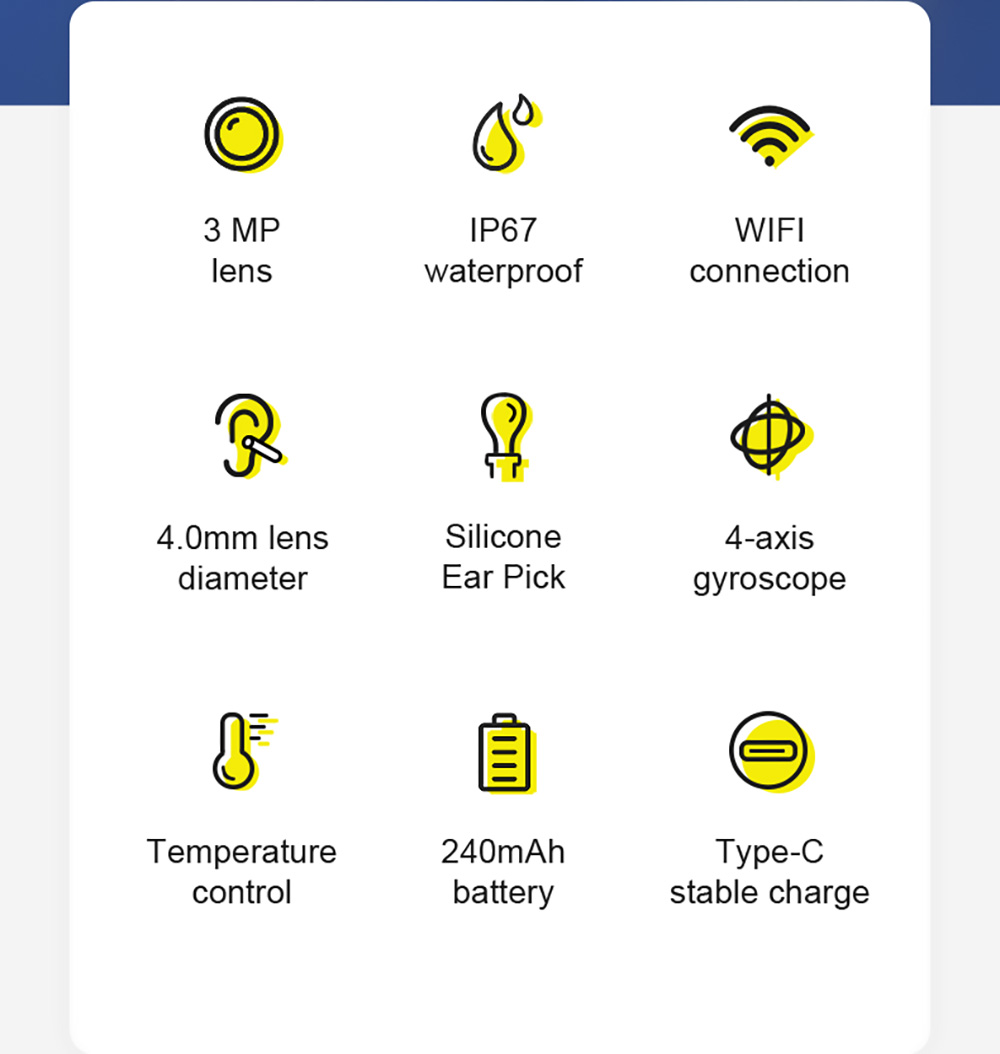 SUNUO X1 Smart Visual Ear Cleaner, 3MP HD Camera, 240mAh Rechargeable Battery, Silicone Ear Pick, IP67 Waterproof