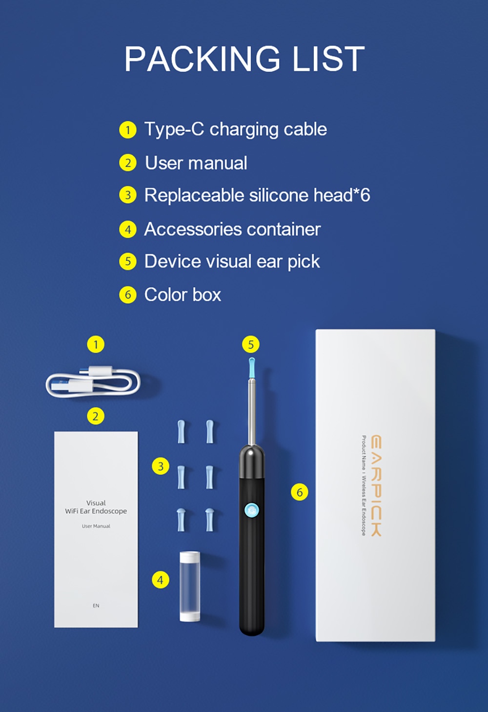 SUNUO X1 Smart Visual Ear Cleaner, 3MP HD Camera, 240mAh Rechargeable Battery, Silicone Ear Pick, IP67 Waterproof