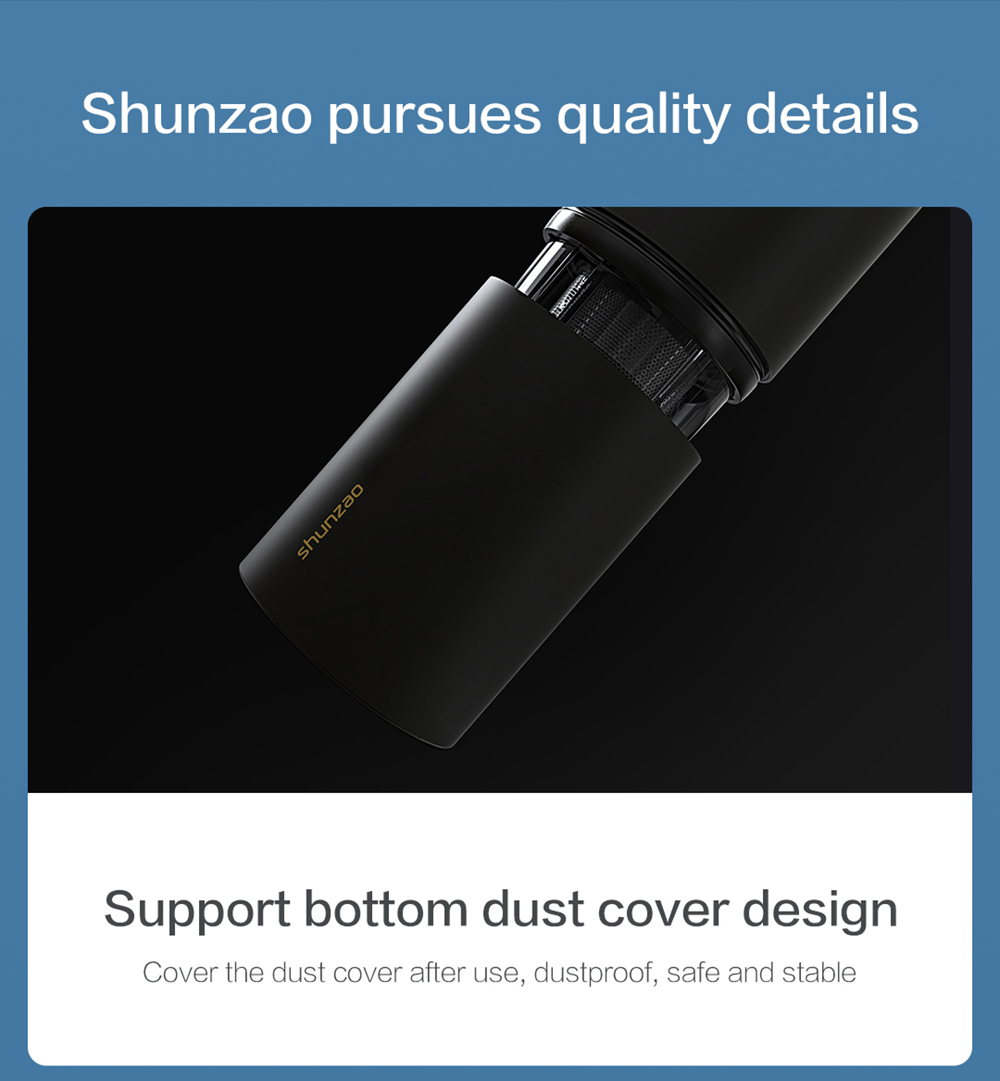 Shunzao Z1 Pro Portable Handheld Vacuum Cleaner, 15.5Kpa Suction, 2-gear Speed, 0.1L Dust Cup, 2000mAh Battery, Type-C Charging