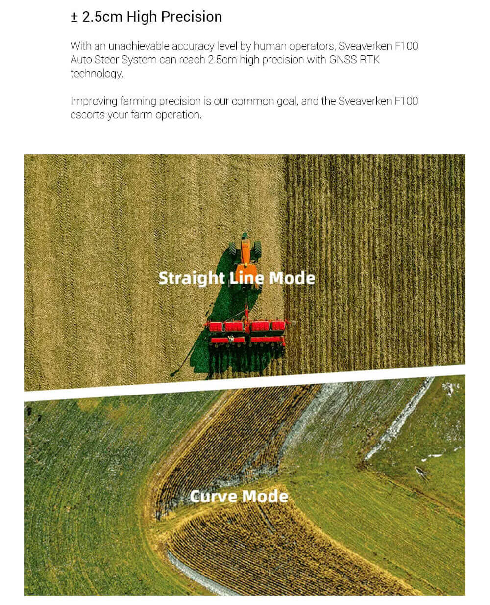 Sveaverken F100 Auto Steer System for Tractor, GNSS Receiver, 410mm Large Steering Wheel, 2.5cm High Accuracy Operation