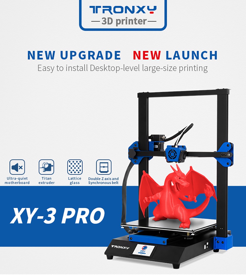 TRONXY XY-3 Pro 3D Printer, Titan Extruder, 150mm/s Speed, Ultra Silent Motherboard, Resume Printing, 3.5-Inch Touch Screen, 300x300x400mm