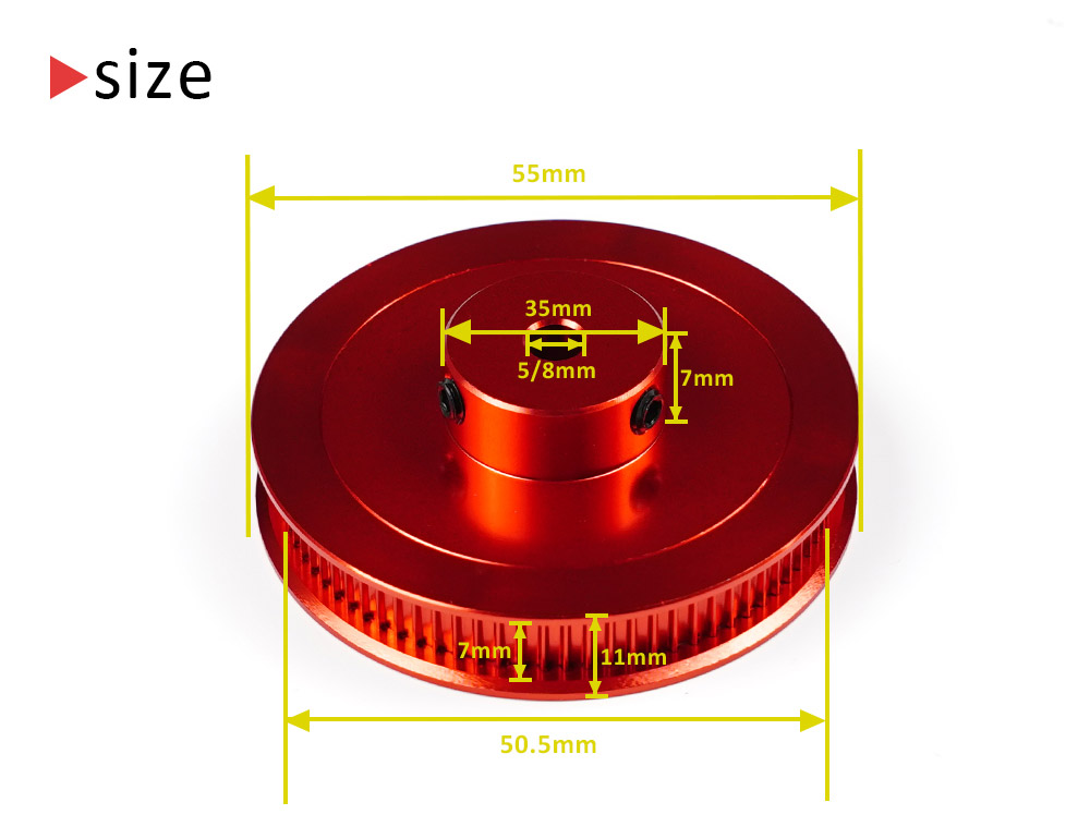 TWO TREES 3D Printer Parts VORON V2.4 80 Teeth GT2 Timing Pulley Bore 5mm Belt Width 6mm Aluminum Alloy Driving Wheel - Red