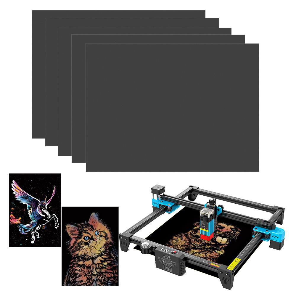 TWO TREES Magic Color Rainbow Scratch Art Paper Card Set for Laser Engraving TTS-55 TTS-10 TS3, 10Pcs