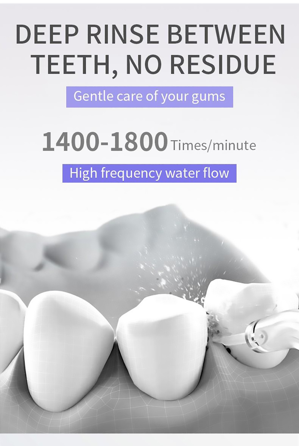 WF203 Teeth Punch Dental Cleaner, 300ml Water Tank, 1400mAh Battery, 5 Cleaning Modes, IPX8 Waterproof