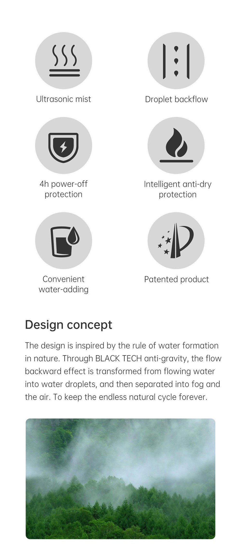 Winben Anti Gravity Levitating Water Drop Humidifier, 500ml Water Tank, Dual Humidification Mode, Smart Anti-Drying - EU Plug