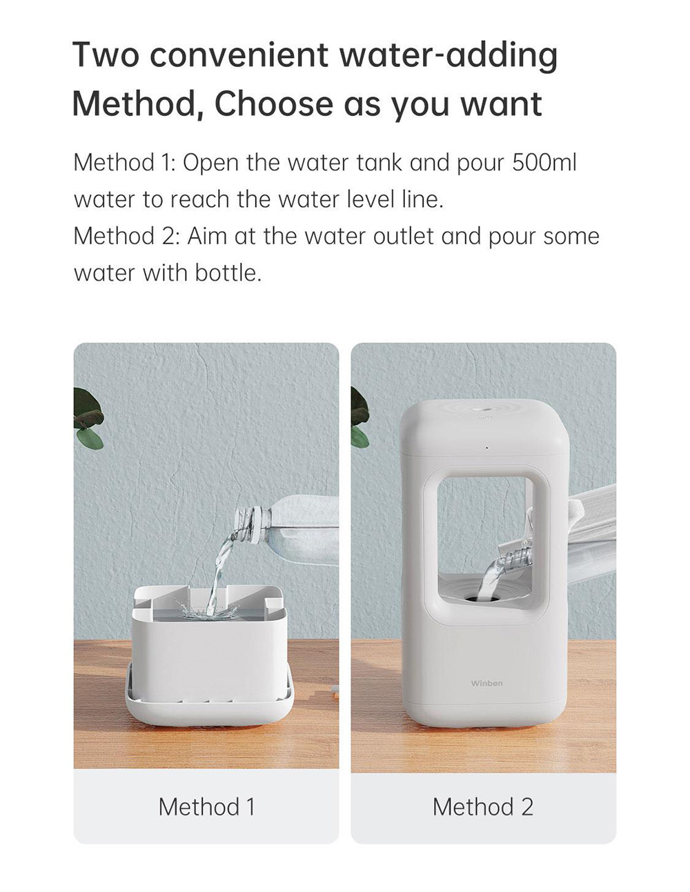 Winben Anti Gravity Levitating Water Drop Humidifier, 500ml Water Tank, Dual Humidification Mode, Smart Anti-Drying - EU Plug