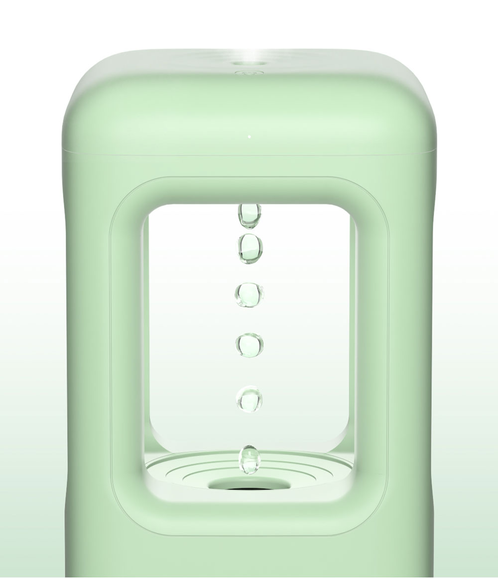 Winben Anti Gravity Levitating Water Drop Humidifier, Essential Oil Incense, 600ml Water Tank, Dual Humidification Mode, EU Plug - Green