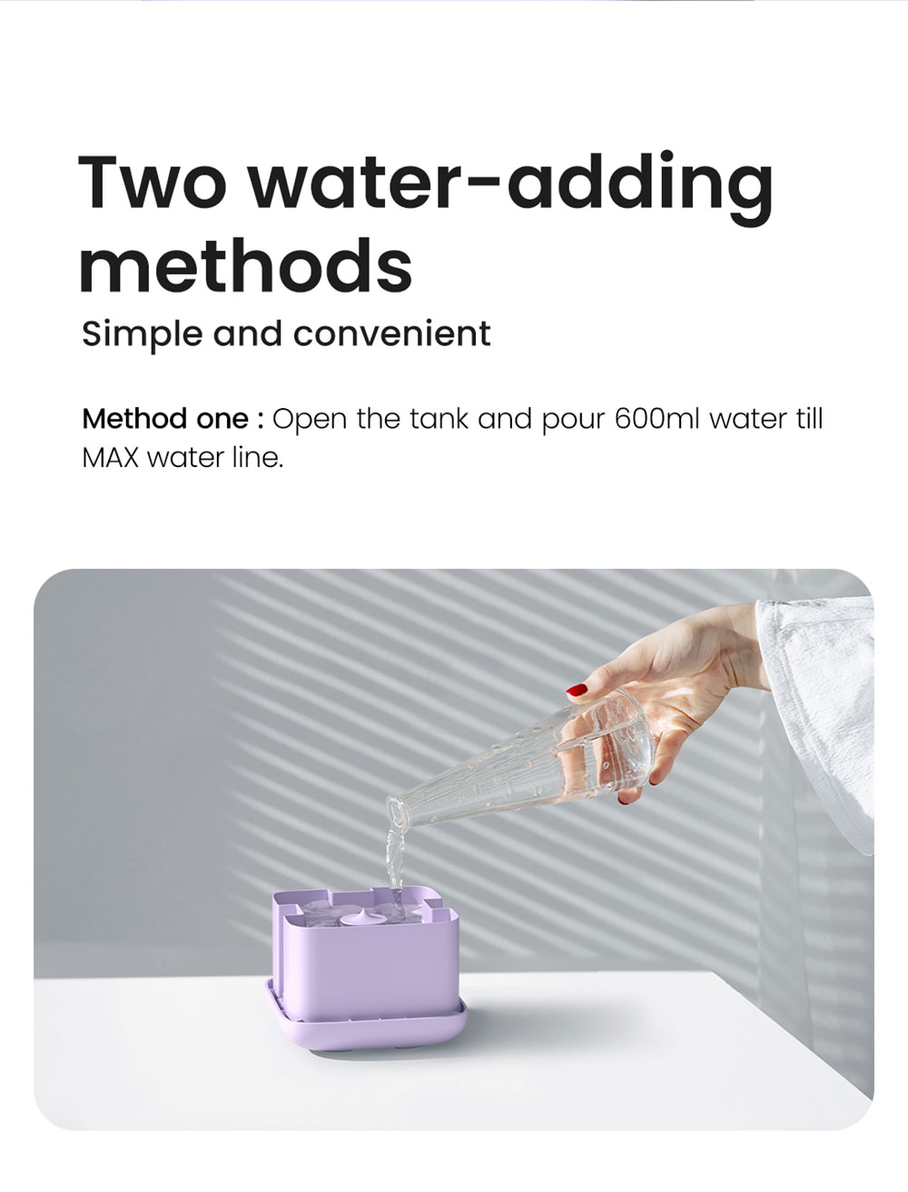 Winben Anti Gravity Levitating Water Drop Humidifier, Essential Oil Incense, 600ml Water Tank, Dual Humidification Mode, EU Plug - Purple