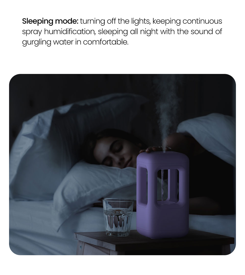 Winben Anti Gravity Levitating Water Drop Humidifier, Essential Oil Incense, 600ml Water Tank, Dual Humidification Mode, EU Plug - Purple