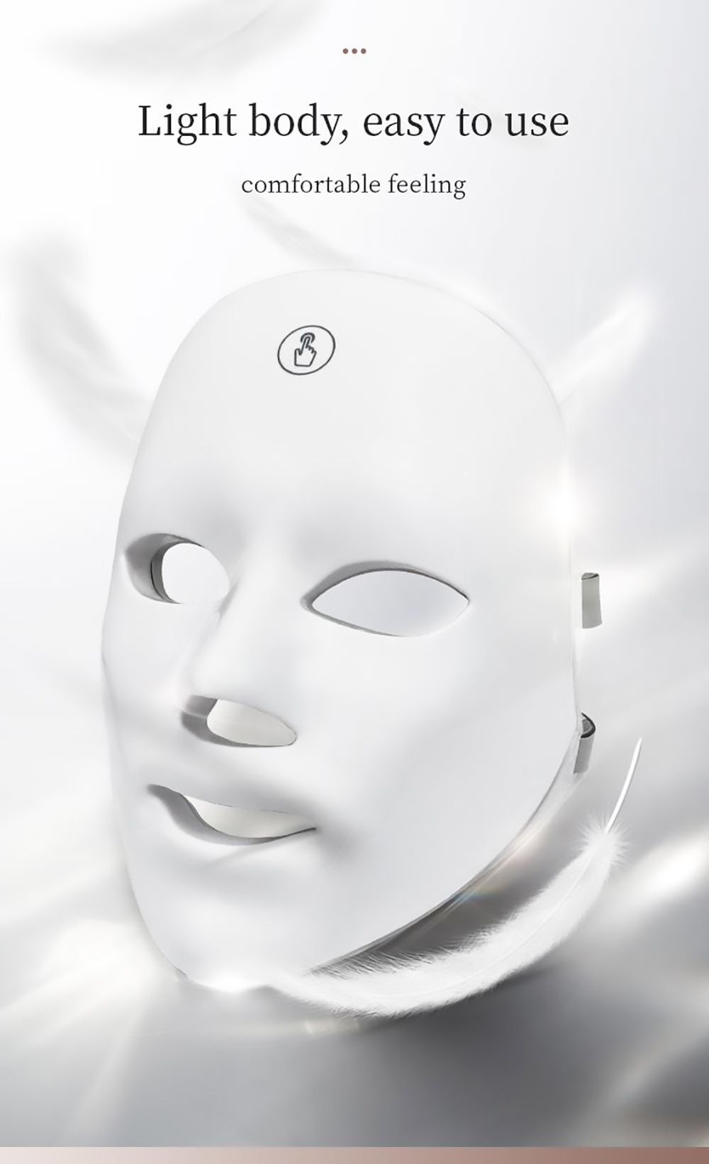 ZM888 LED Color Light Touch Face Mask, Pore Shrinking Brighten Skin Rejuvenation, 7 Lights Modes, Eye Protection