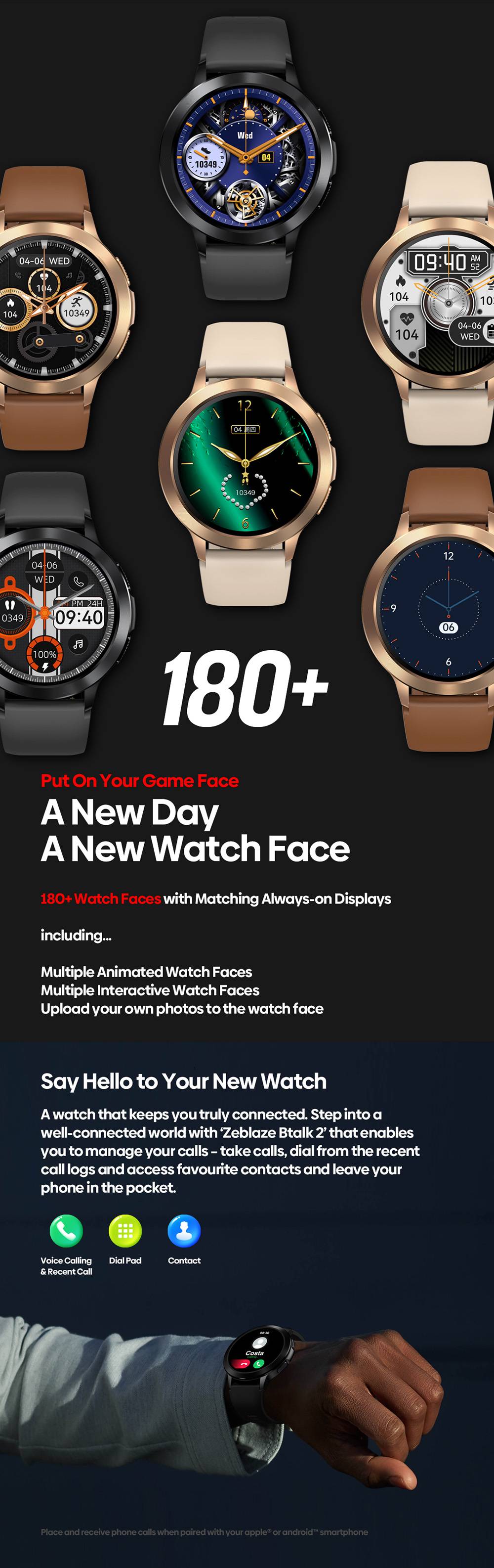 Zeblaze Btalk 2 Bluetooth Voice Calling Smartwatch, 1.3'' Ultra HD AMOLED Display, Heart Rate Monitor, SpO2 - Brown