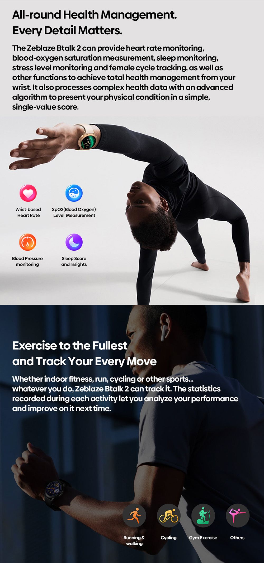 Zeblaze Btalk 2 Bluetooth Voice Calling Smartwatch, 1.3'' Ultra HD AMOLED Display, Heart Rate Monitor, SpO2 - Brown