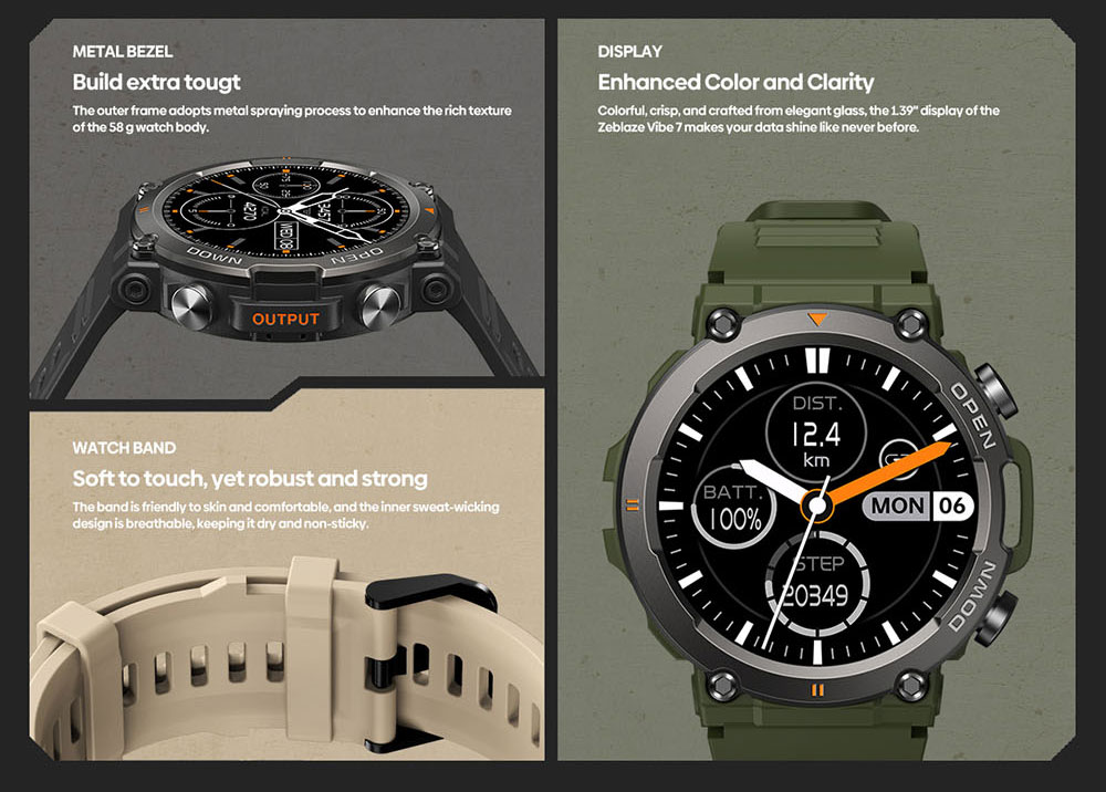 Zeblaze VIBE 7 Smartwatch 1.39'' HD Color Display, Bluetooth 5.0, Women Health, 100+ Sports Modes, 25 Days Battery Life - Green