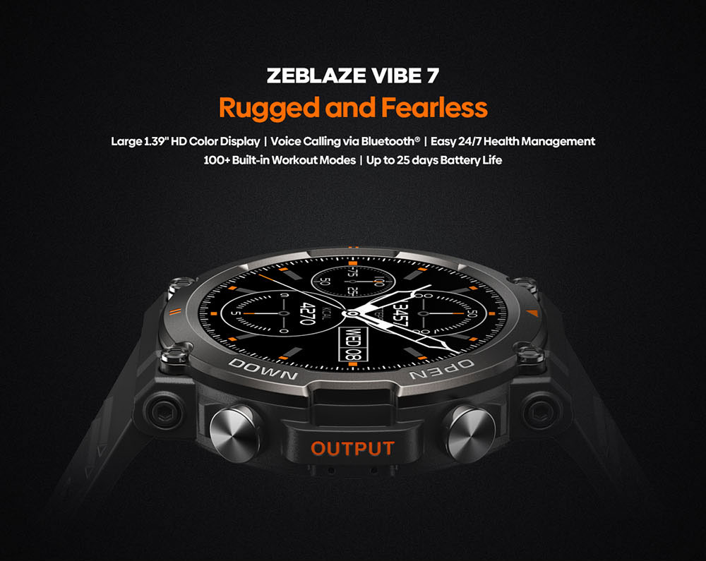 Zeblaze VIBE 7 Smartwatch 1.39'' HD Color Display, Bluetooth 5.0, Women Health, 100+ Sports Modes, 25 Days Battery Life - Khaki