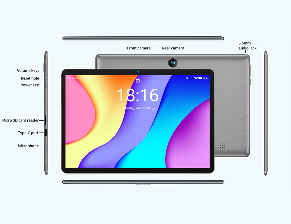BMAX MaxPad I9 Plus Android 11 Tablet PC, 10.1 Inch RK3566 1.8GHz Quad Core, 3GB RAM 32GB ROM, 1280x800 IPS 16:10 10-point Touch, WiFi, Bluetooth5.0, USB Type-C, 5000mAh Battery for Study Work Entertainment Multi-Languages Black