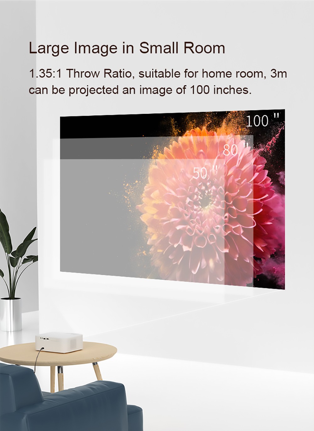 Wanbo X1 Pro Smart Projector Android 9.0 1GB+8GB Memory, 720P HD HDR Keystone Correction 2.4G WiFi Home Theater EU Plug