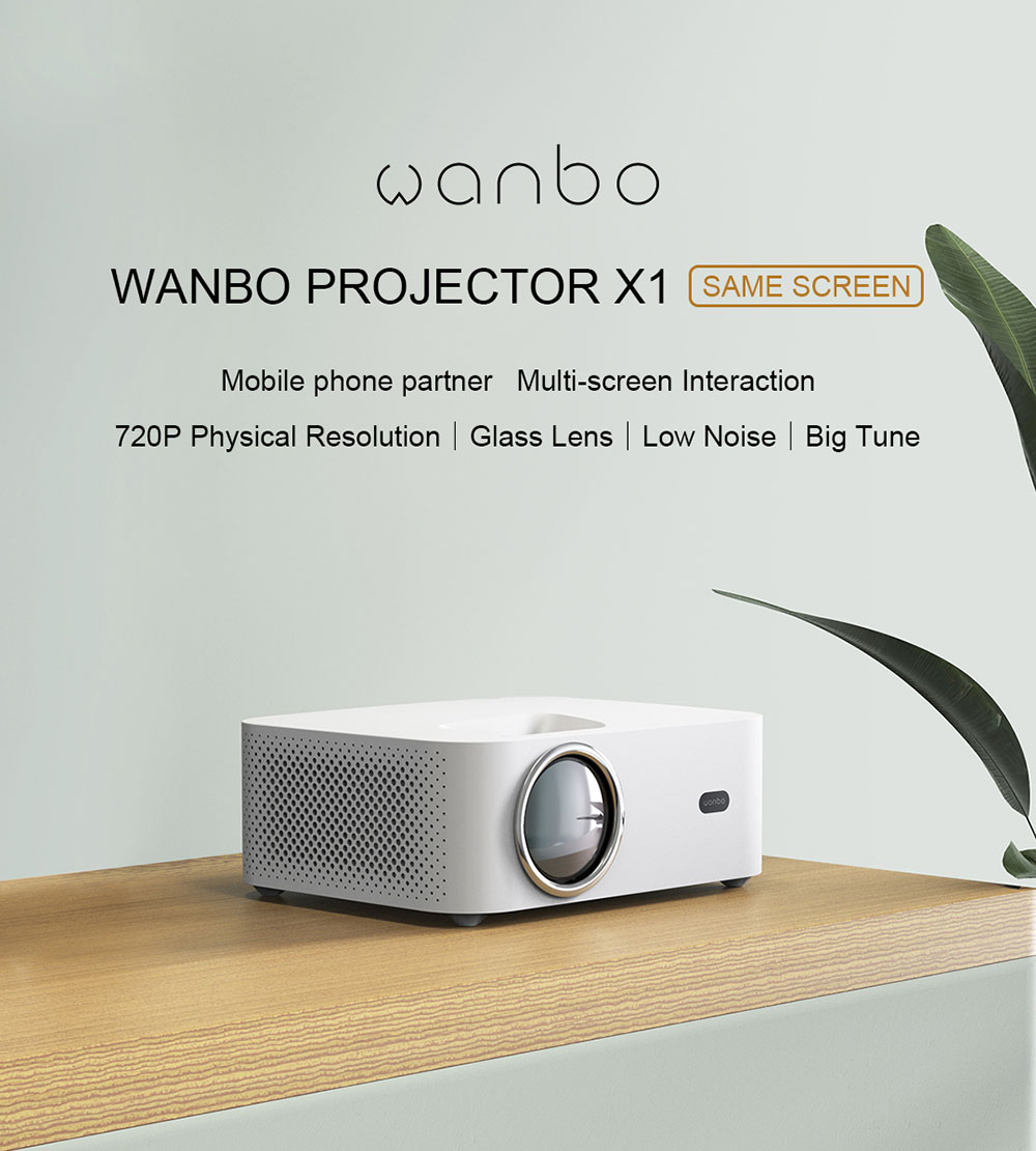 Wanbo X1 Mini Projector 720P HD HDR Smart Projector Keystone Correction for Home Office EU Plug - White