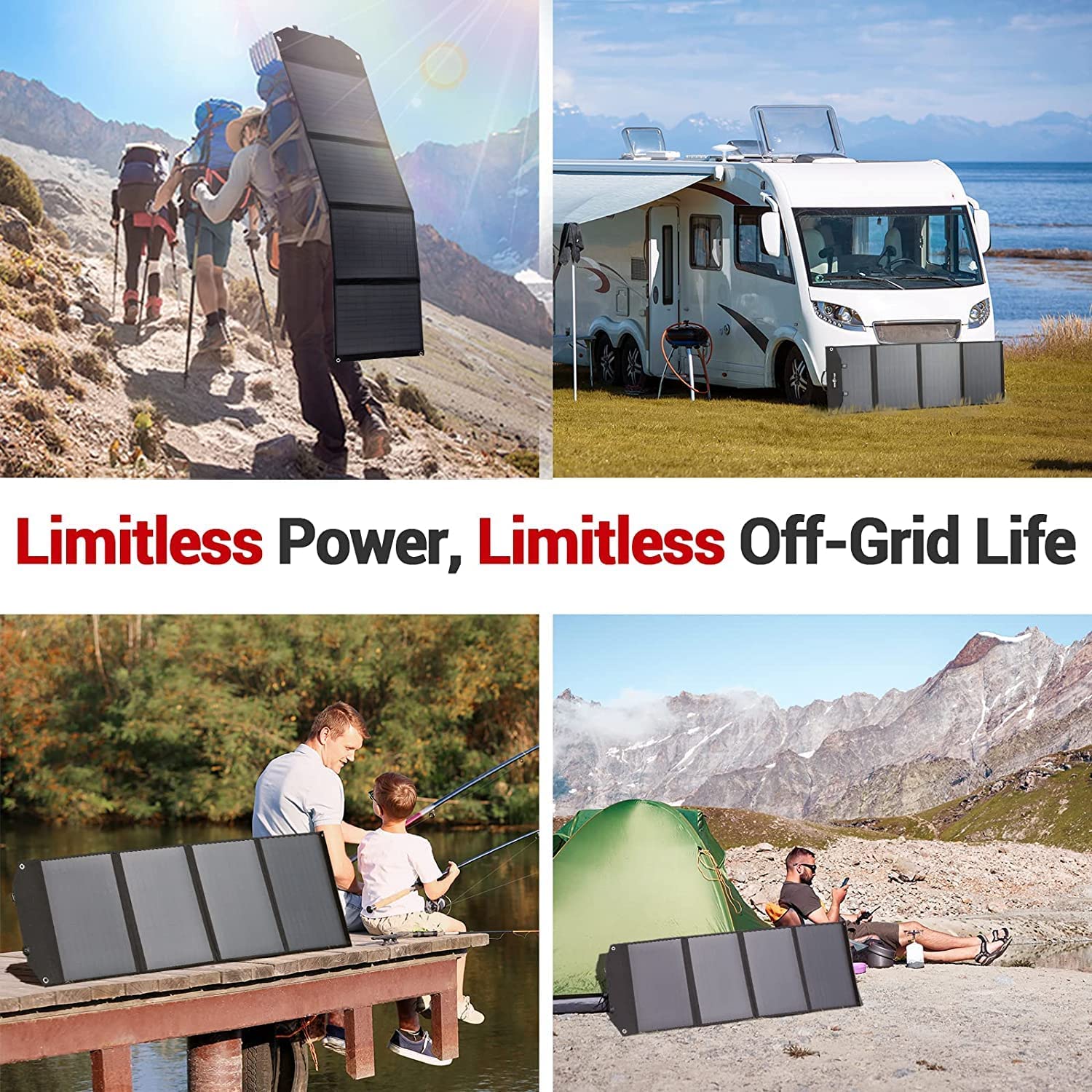 ROCKPALS SP003 100W Foldable Solar Panel for Solar Generator and USB Devices, 21.5%-23.5% Conversion Efficiency, Support Parallel, QC 3.0 Fast Charging, Compatible with Jackery/EF/Bluetti/Anker/Goal Zero Power Station, Portable Solar Panel Charger
