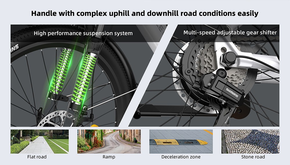 ADO A26S XE 26*1.95'' Step-through Electric Bike 36V 250W Brushless Gear Motor 10.4Ah Removable Battery 25km/h Max Speed