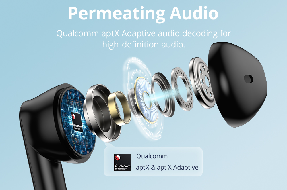 Tronsmart Onyx Ace Pro TWS Earbuds, Qualcomm QCC3040, Qualcomm aptX Adaptive, 27H Playtime, IPX5, One Key Recovery, Black