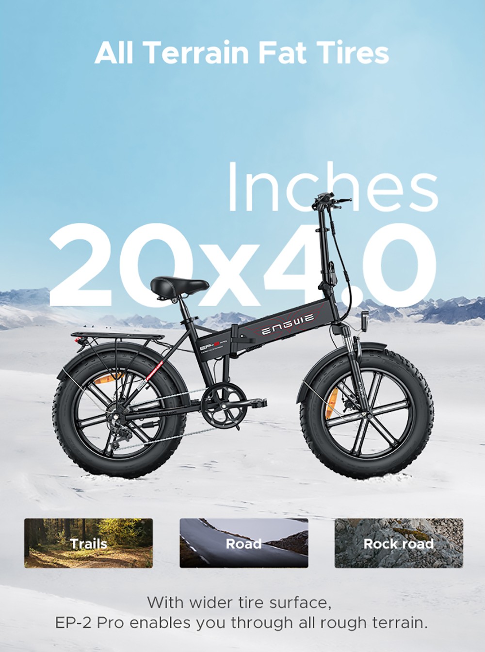 ENGWE EP-2 Pro 2022 Version Folding Electric Bike 20*4.0 Inch Fat Tire 750W Motor 35Km/h Max Speed 48V 13Ah Battery 150KG Max Load SHIMANO 7-Speed Gears Dual Disc Brake 100KM Range Mountain Beach Snow Folding Bicycle - Orange