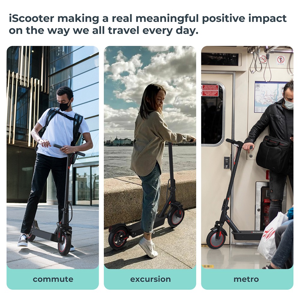 iScooter i9 Max Electric Scooter 10'' Honeycomb Tire 500W Motor 36V10Ah Battery 22 Miles Max Range Dual Shock Absorption