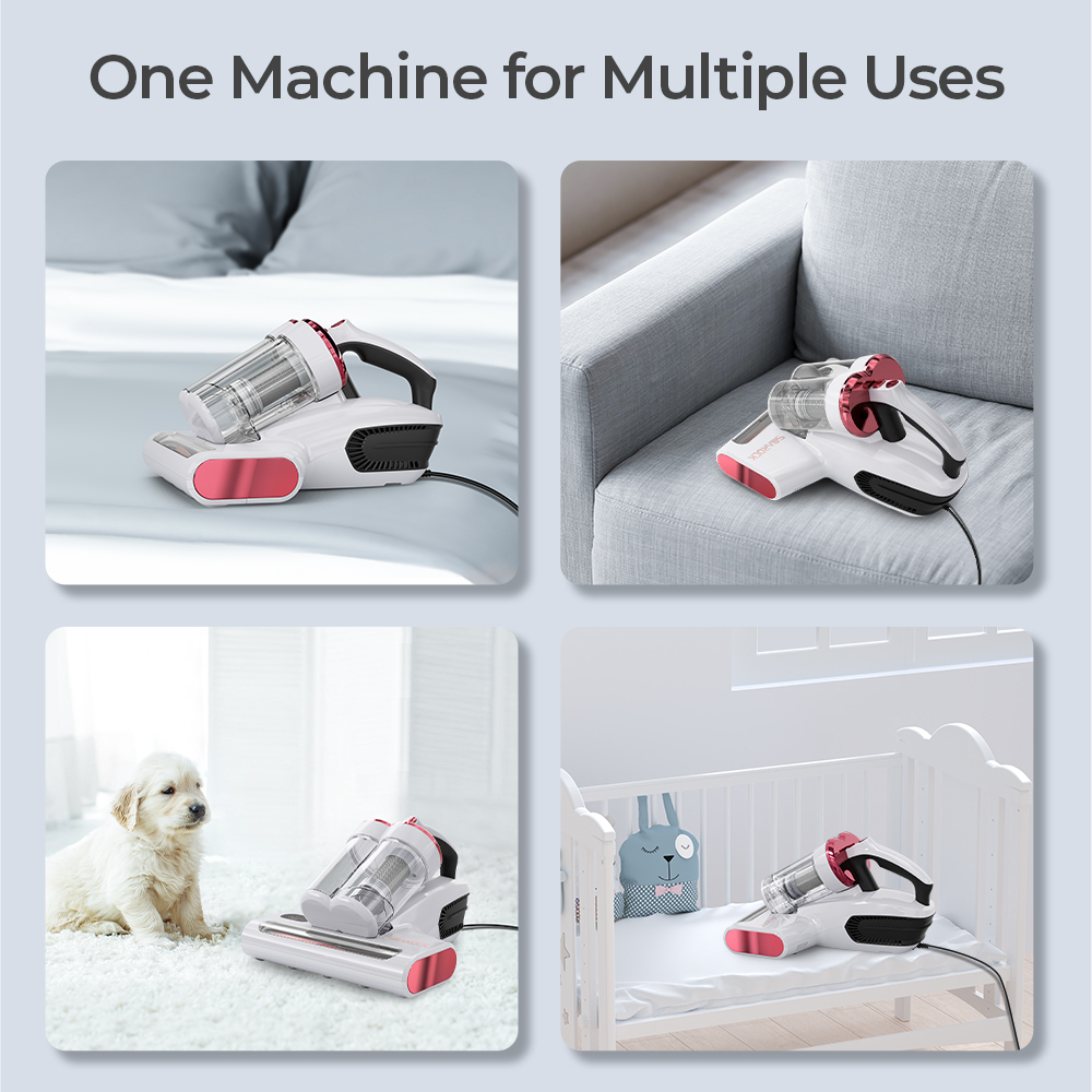 Smarock S10 Smart Dual-Cup Mite Cleaner 13KPa Suction 500W Power Metal Brushroll Multi-Directional Heating Professional UV Light Ultrasonic Tech 99.9% Removing Mites 0.5L Dust Cup - White