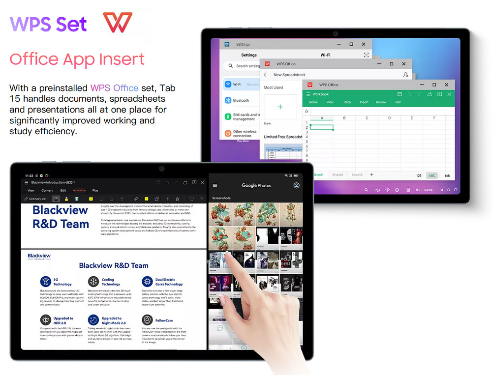 Blackview Tab 15 4G LTE Tablet PC Pad, Unisoc Tiger T610 Octa Core 1.8GHz 8GB RAM 128GB ROM, 10.5-inch 1920x1200 FHD 1080P In-cell Widevine L1 Screen, 13MP+8MP Dual Cameras, 8280mAh Daily Use 12 Hours 18W Fast Charging, Android 12 OS, PC Mode - Grey