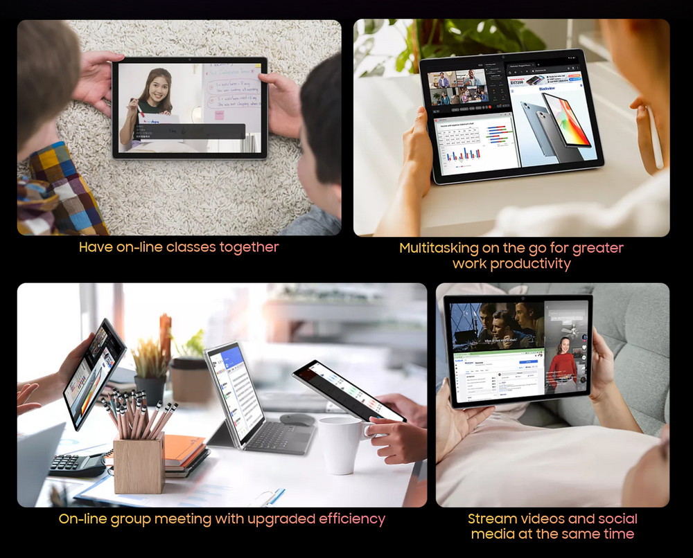 Blackview Tab 15 4G LTE Tablet PC Pad, Unisoc Tiger T610 Octa Core 1.8GHz 8GB RAM 128GB ROM, 10.5-inch 1920x1200 FHD 1080P In-cell Widevine L1 Screen, 13MP+8MP Dual Cameras, 8280mAh Daily Use 12 Hours 18W Fast Charging, Android 12 OS, PC Mode - Grey