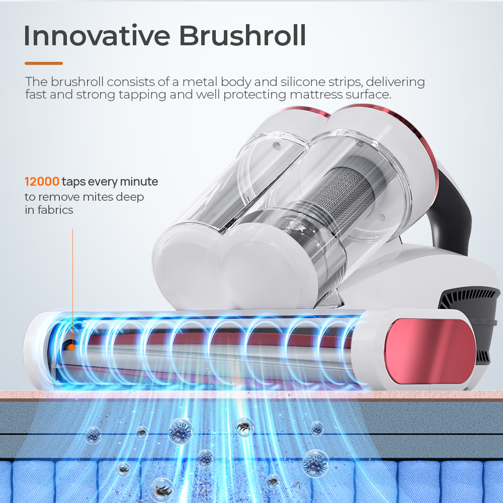Smarock S10 Smart Dual-Cup Mite Cleaner 13KPa Suction 500W Power Metal Brushroll Multi-Directional Heating Professional UV Light Ultrasonic Tech 99.9% Removing Mites 0.5L Dust Cup - White