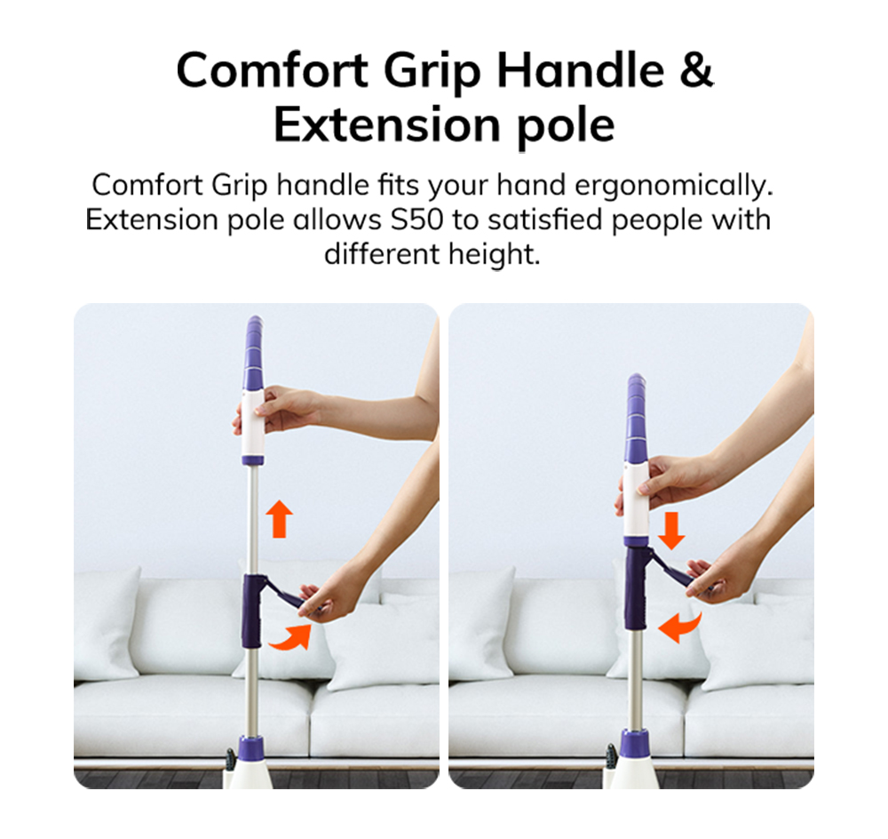 EASINE by ILIFE S50 Wired Steam Mop 1300W Power 450ml Water Tank 10 Levels Adjustable 20s Fast Steam 120 Degree Celsius High-Temperature 99% Sterilization Overheat Protection - Purple