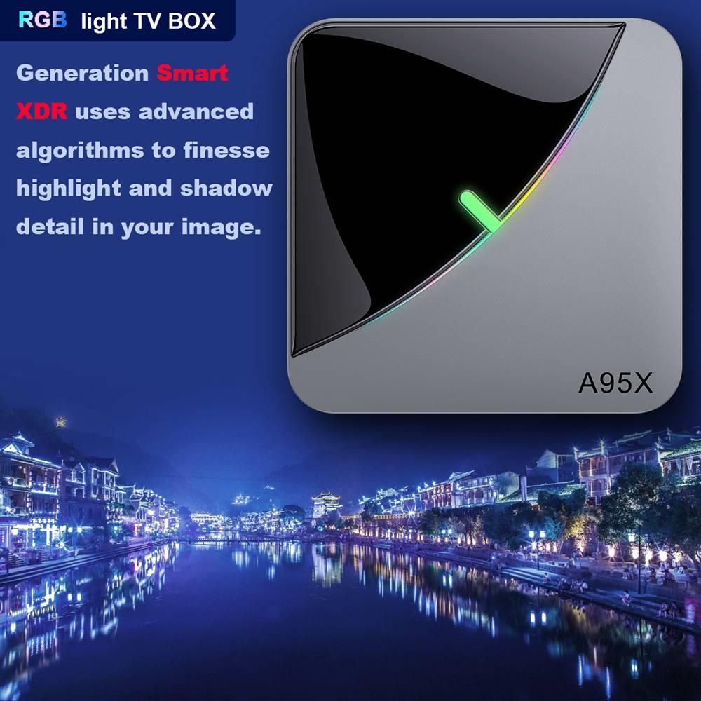 A95X F3 Air Amlogic S905x3 4GB/64GB Android 10 8K Video Decode TV Box RGB Light 2.4G+5G MIMO WiFi Bluetooth LAN USB3.0 4K Youtube