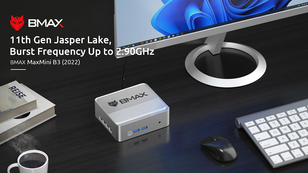 BMAX B3 Mini PC Intel® Jasper Lake N5095, sistema operativo Windows 11 (64 bits), 8 + 256 GB, Wi-Fi de doble banda, plateado