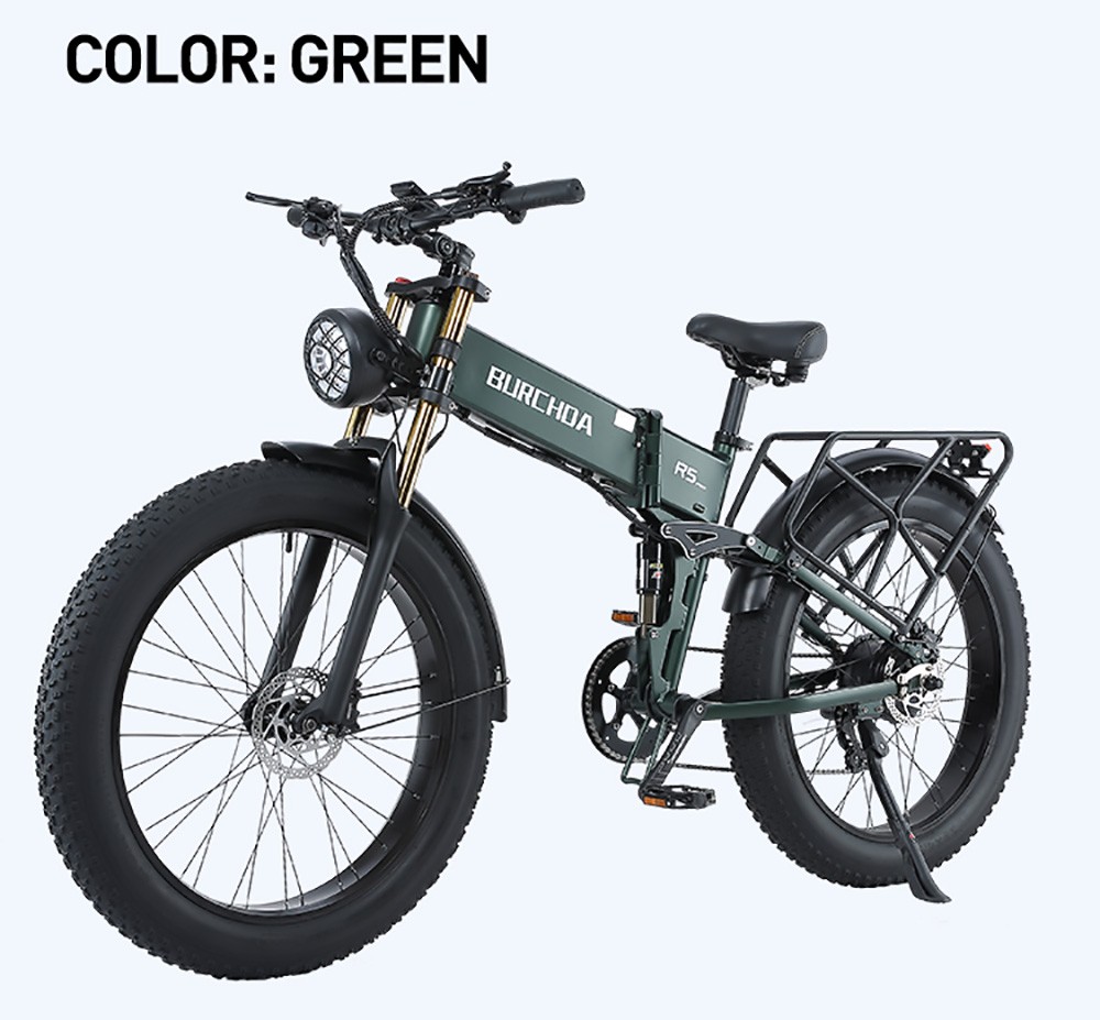 BURCHDA R5 Pro Folding Electric Bike 26*4.0 Inch Fat Tire 1000W Motor 50Km/h Max Speed 48V 15Ah Battery For 60km Range Double Shock Absorbers - Grey 28 BURCHDA R5 Pro Folding Electric Bike 26*4.0 Inch Fat Tire 1000W Motor 50Km/h Max Speed 48V 15Ah Battery For 60km Range Double Shock Absorbers - Grey -rockbros-shop BURCHDA R5 Pro Electric Bike 26 4 0 inch Tire Grey 518790 18