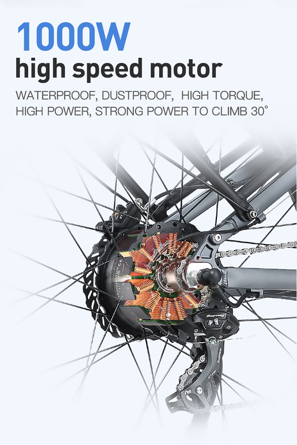 BURCHDA R5 Pro Folding Electric Bike 26*4.0 Inch Fat Tire 1000W Motor 50Km/h Max Speed 48V 15Ah Battery For 60km Range Double Shock Absorbers - Grey 14 BURCHDA R5 Pro Folding Electric Bike 26*4.0 Inch Fat Tire 1000W Motor 50Km/h Max Speed 48V 15Ah Battery For 60km Range Double Shock Absorbers - Grey -rockbros-shop BURCHDA R5 Pro Electric Bike 26 4 0 inch Tire Grey 518790 4