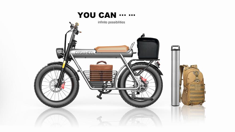 COSWHEEL CT20 Electric Mountain Bike 20*5.0 Inch All-terrain Fat Tire, 750W Brushless Motor 45km/h Max Speed 48V 25Ah Battery 150kg Load -rockbros-shop COSWHEEL CT20 Electric Bike 20 5 0 All terrain Tire 518575 11